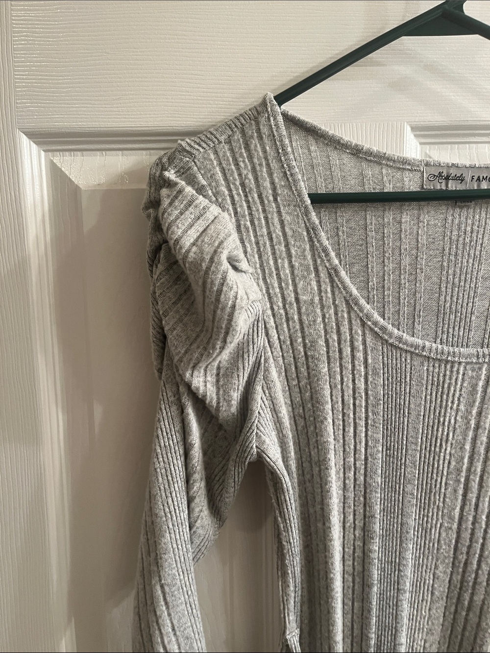 Absolutely Famous Bodycon Gray Sweater Dress - Picture 2 of 5